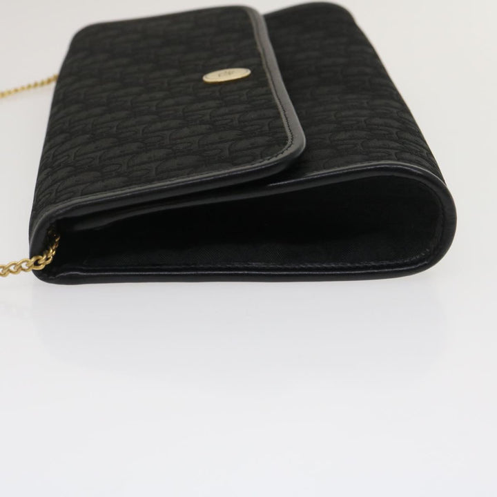 CHRISTIAN Top quality Dior Trotter Canvas Chain Shoulder Bag Black Auth am2539g