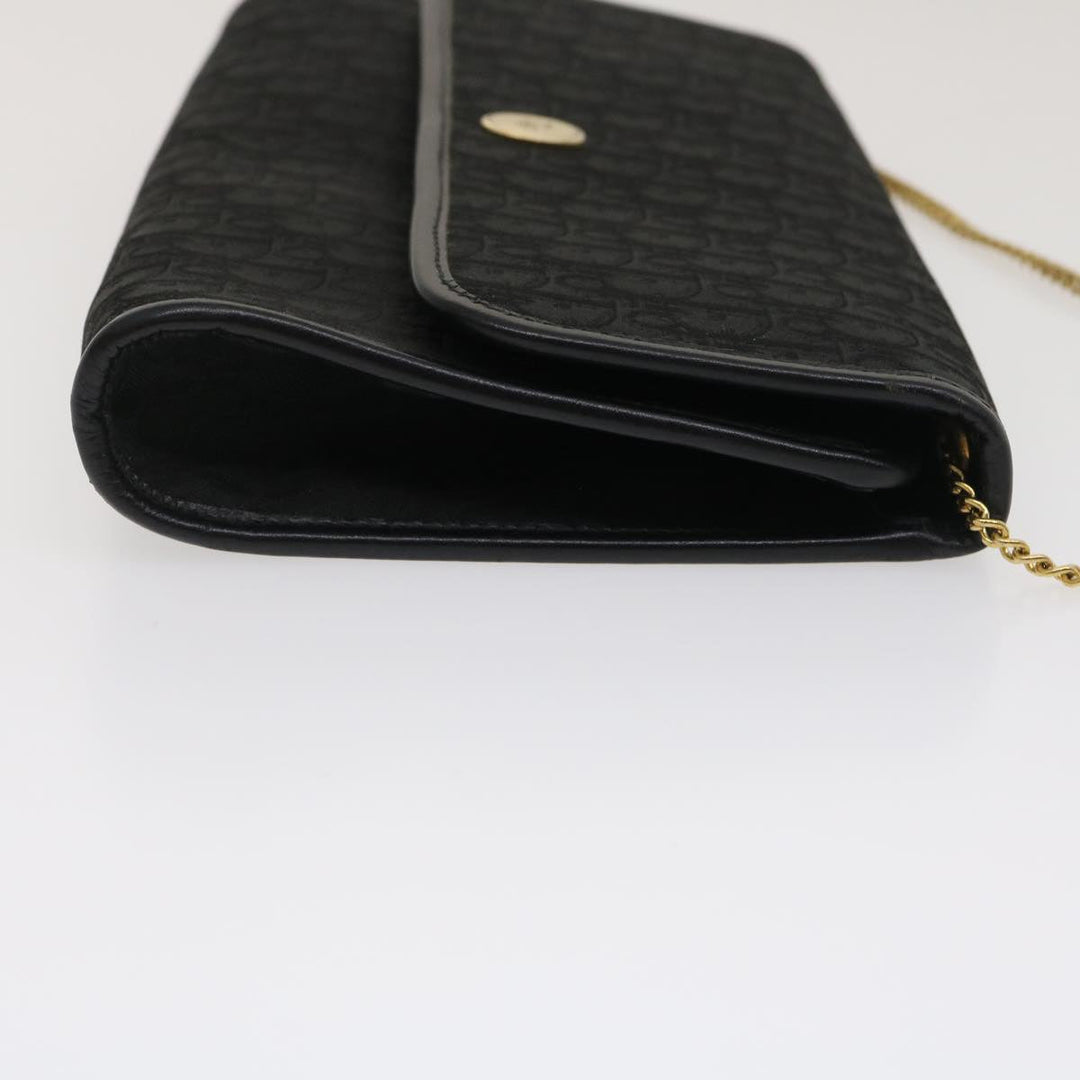 CHRISTIAN Top quality Dior Trotter Canvas Chain Shoulder Bag Black Auth am2539g