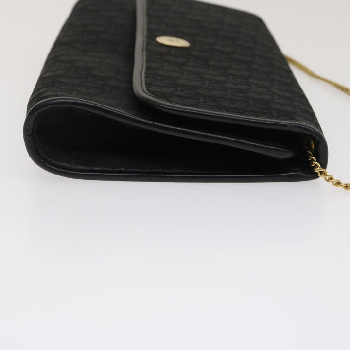 CHRISTIAN Top quality Dior Trotter Canvas Chain Shoulder Bag Black Auth am2539g