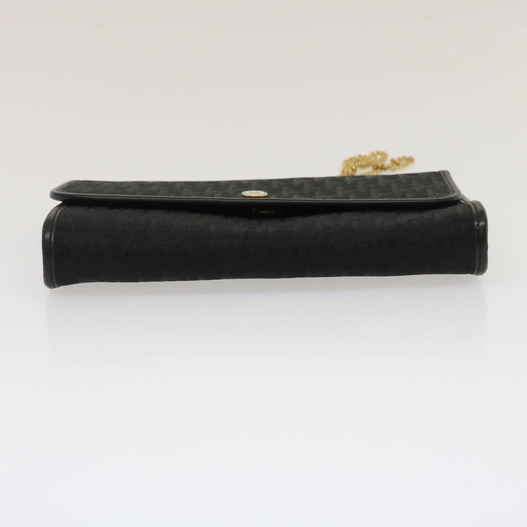 CHRISTIAN Top quality Dior Trotter Canvas Chain Shoulder Bag Black Auth am2539g