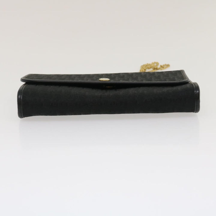 CHRISTIAN Top quality Dior Trotter Canvas Chain Shoulder Bag Black Auth am2539g
