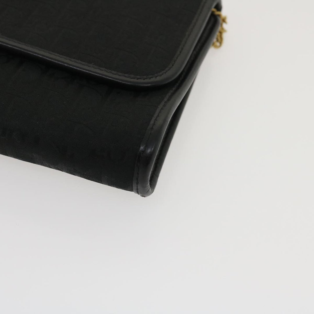 CHRISTIAN Top quality Dior Trotter Canvas Chain Shoulder Bag Black Auth am2539g