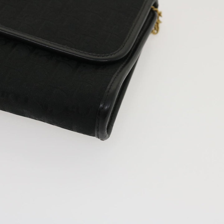 CHRISTIAN Top quality Dior Trotter Canvas Chain Shoulder Bag Black Auth am2539g