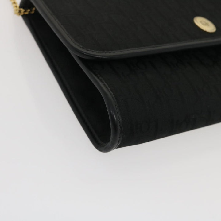 CHRISTIAN Top quality Dior Trotter Canvas Chain Shoulder Bag Black Auth am2539g