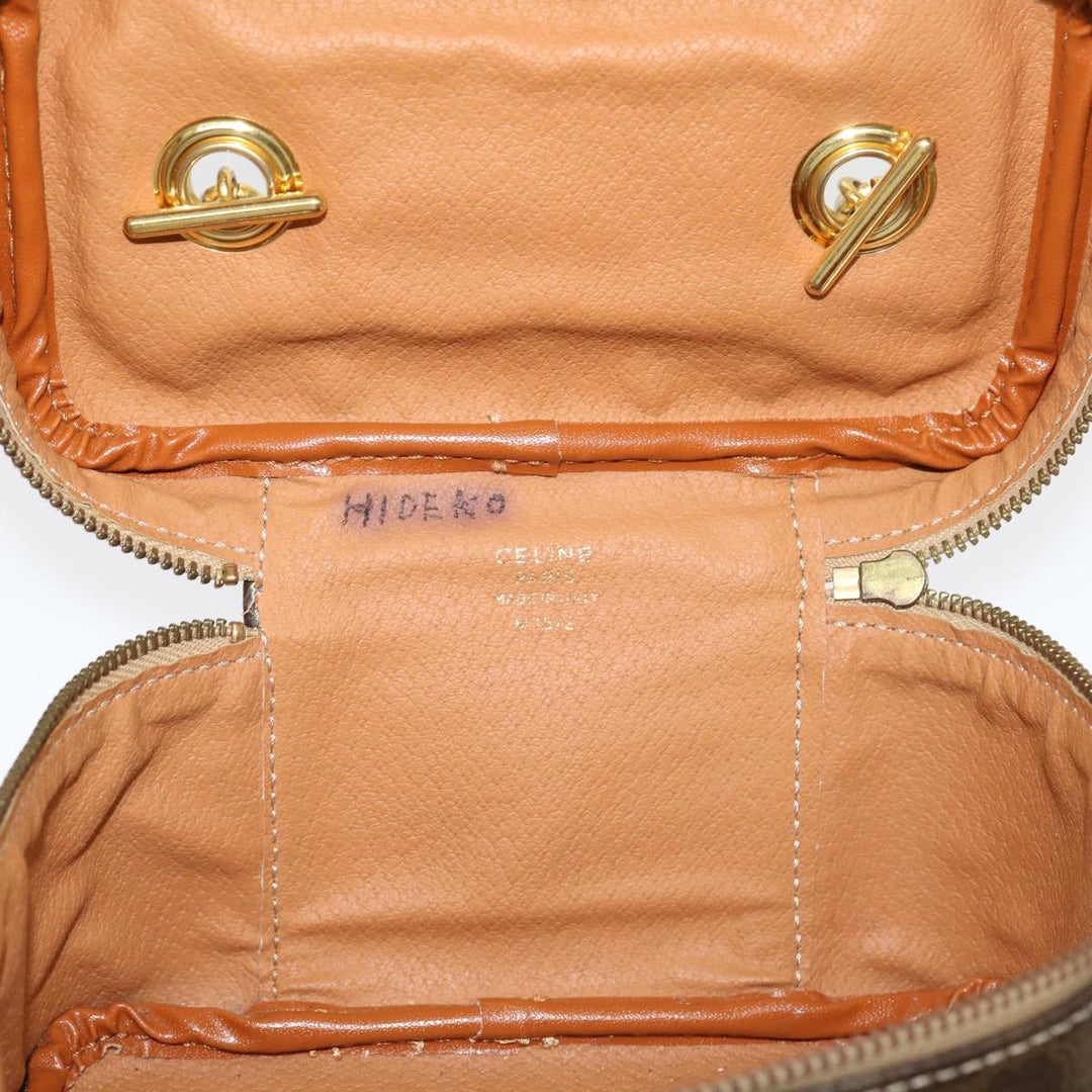 Celine Macadam Canvas Vany Hand Bag PVC Leather Brown  am2715g