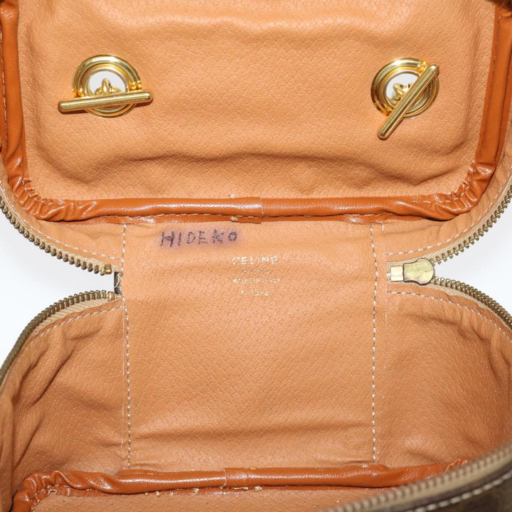 Celine Macadam Canvas Vany Hand Bag PVC Leather Brown  am2715g