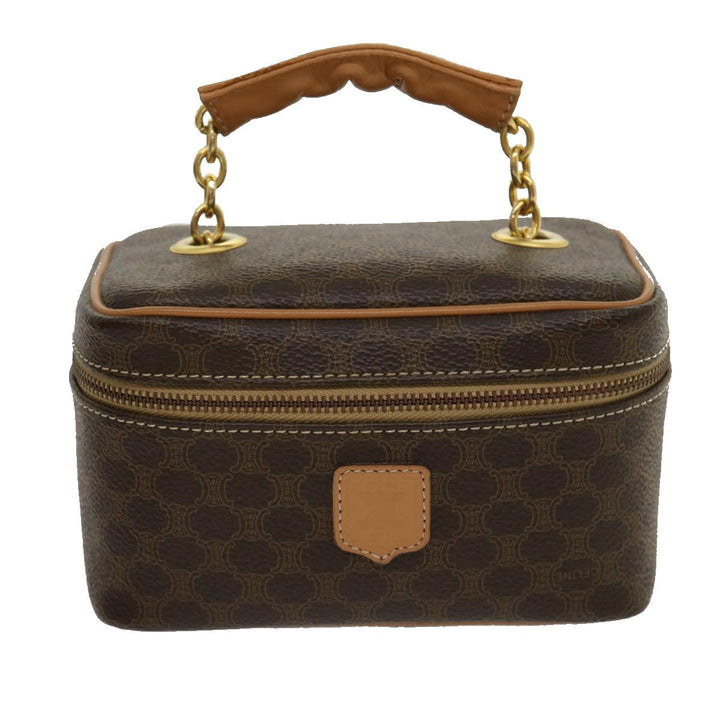 Celine Macadam Canvas Vany Hand Bag PVC Leather Brown  am2715g