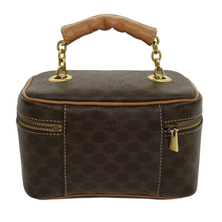 Celine Macadam Canvas Vany Hand Bag PVC Leather Brown  am2715g