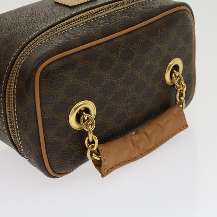 Celine Macadam Canvas Vany Hand Bag PVC Leather Brown  am2715g