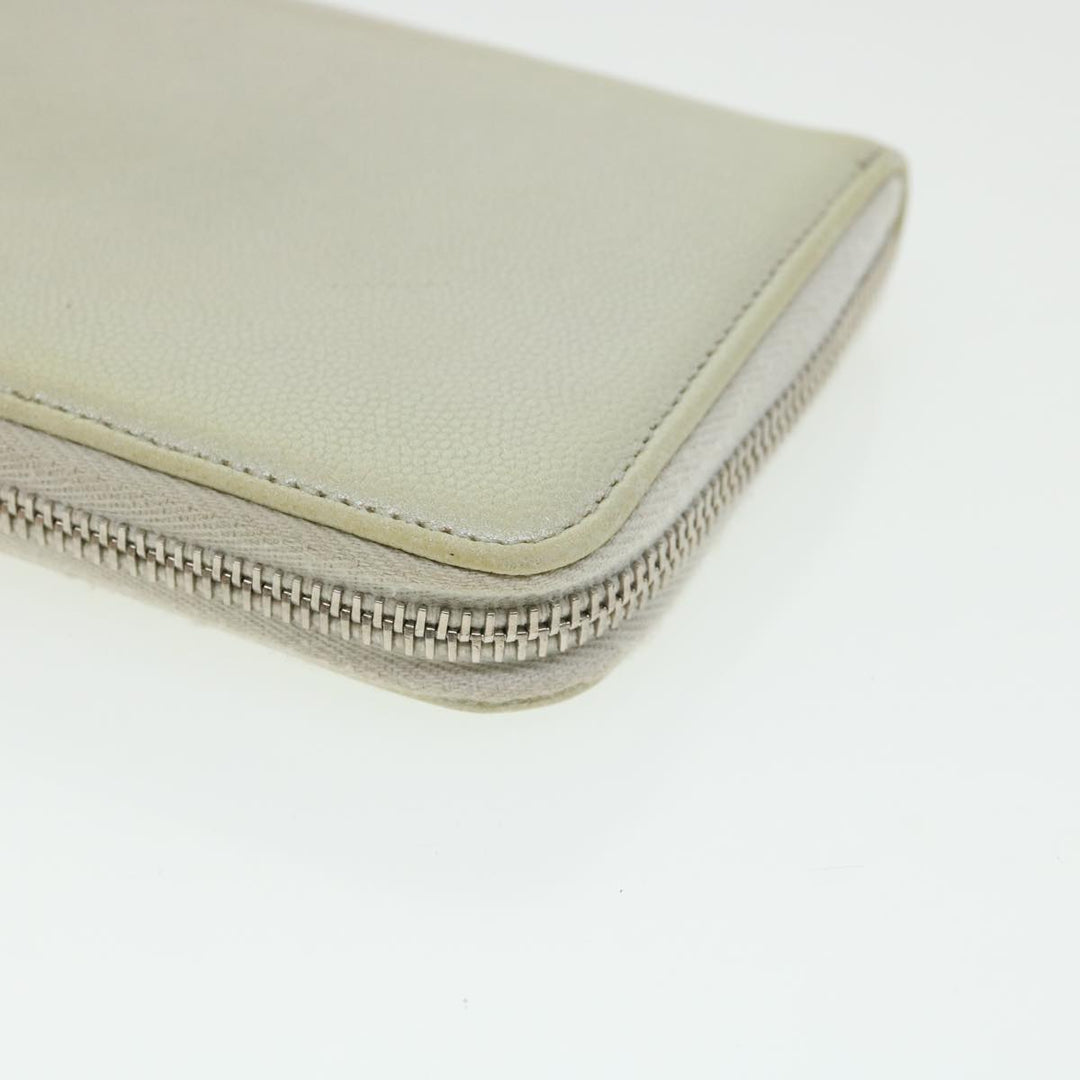 Chanel Caviar Skin Long Wallet Leather Silver CC Auth am2797g