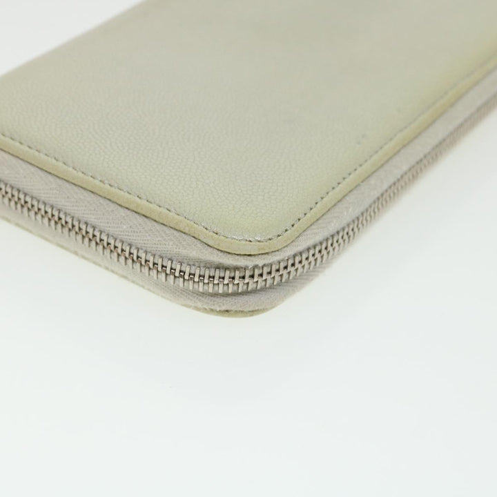 Chanel Caviar Skin Long Wallet Leather Silver CC Auth am2797g