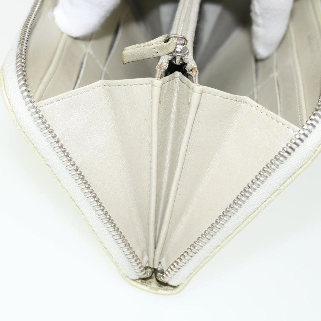 Chanel Caviar Skin Long Wallet Leather Silver CC Auth am2797g