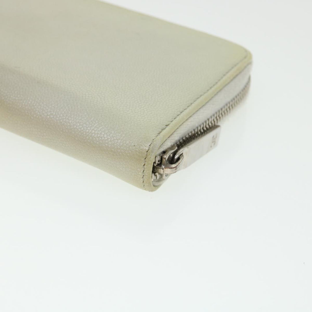 Chanel Caviar Skin Long Wallet Leather Silver CC Auth am2797g