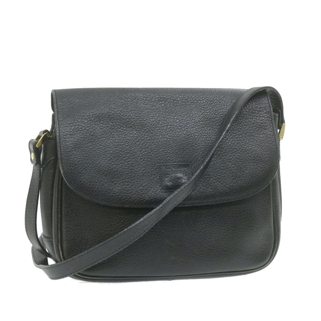 BurberrySs Nova Check Shoulder Bag Leather Black Auth am636g
