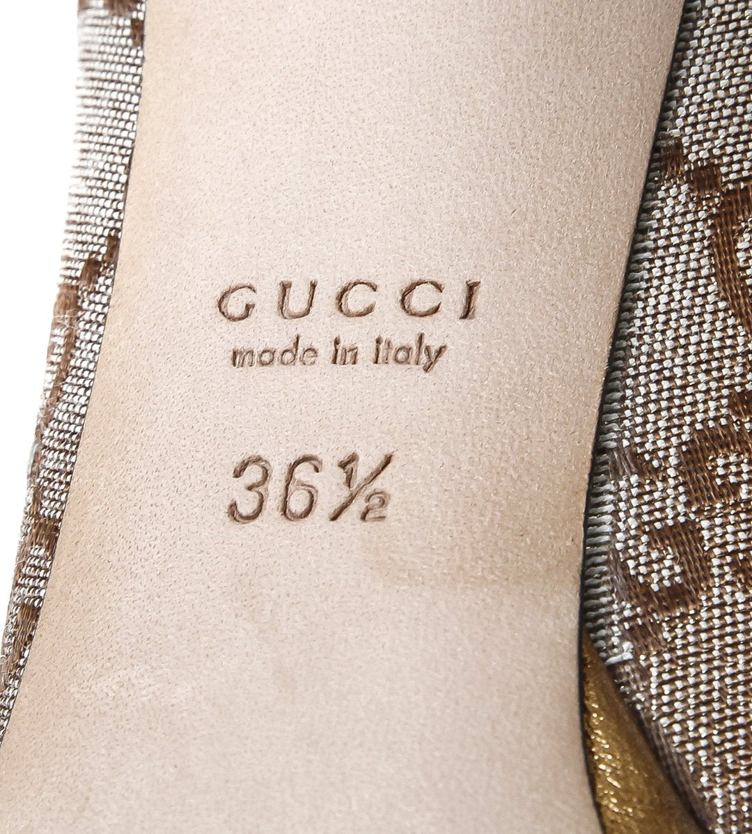 Gucci Metallic Brownish Gold Horse bit Peep toe 36 1-2