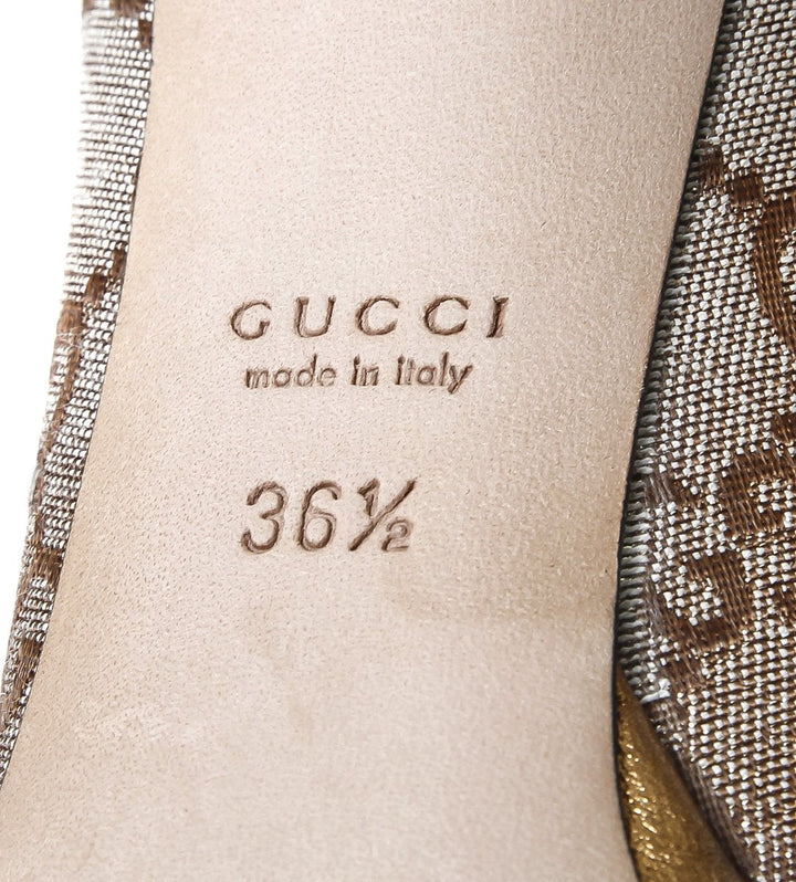 Gucci Metallic Brownish Gold Horse bit Peep toe 36 1-2