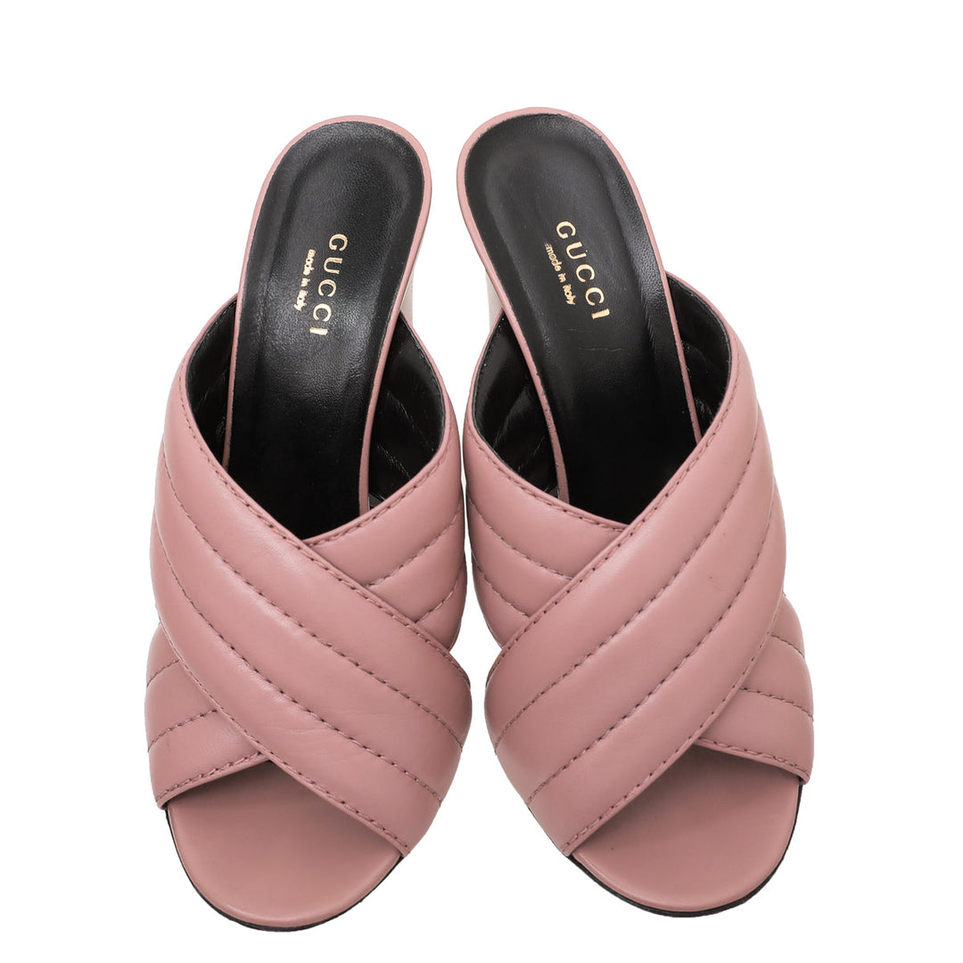 Gucci Dusty Pink Criss Cross Sandals 38