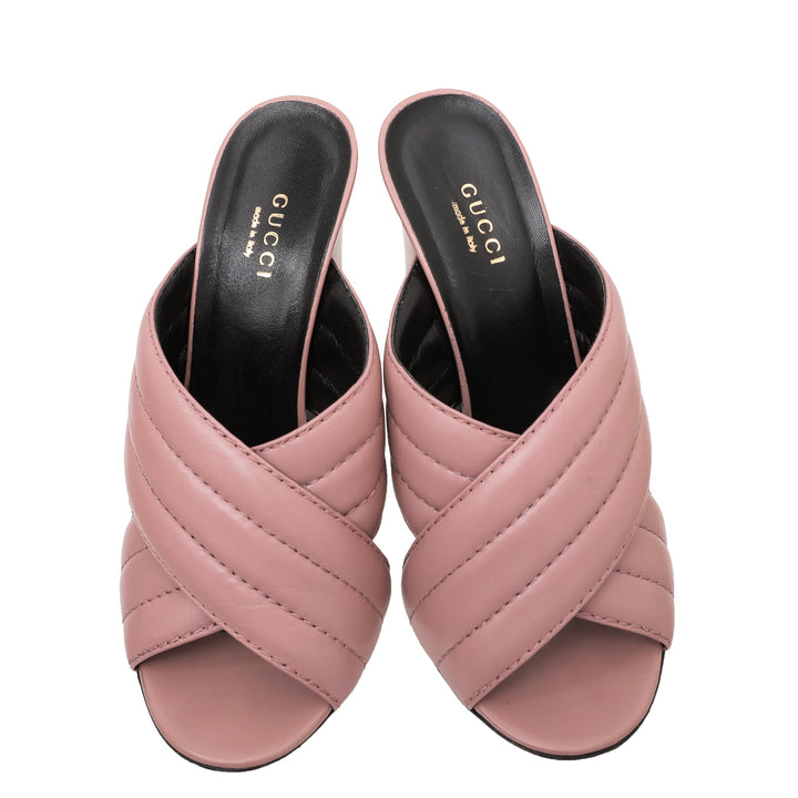 Gucci Dusty Pink Criss Cross Sandals 38