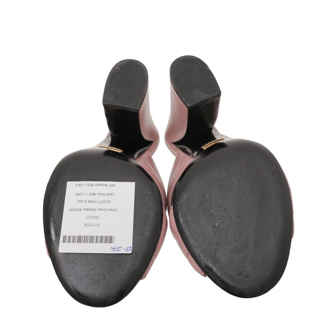 Gucci Dusty Pink Criss Cross Sandals 38