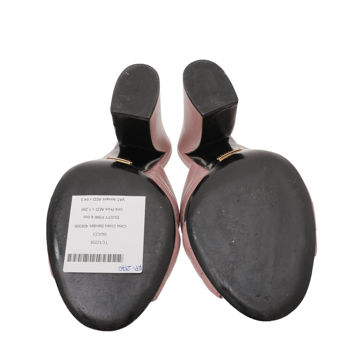 Gucci Dusty Pink Criss Cross Sandals 38