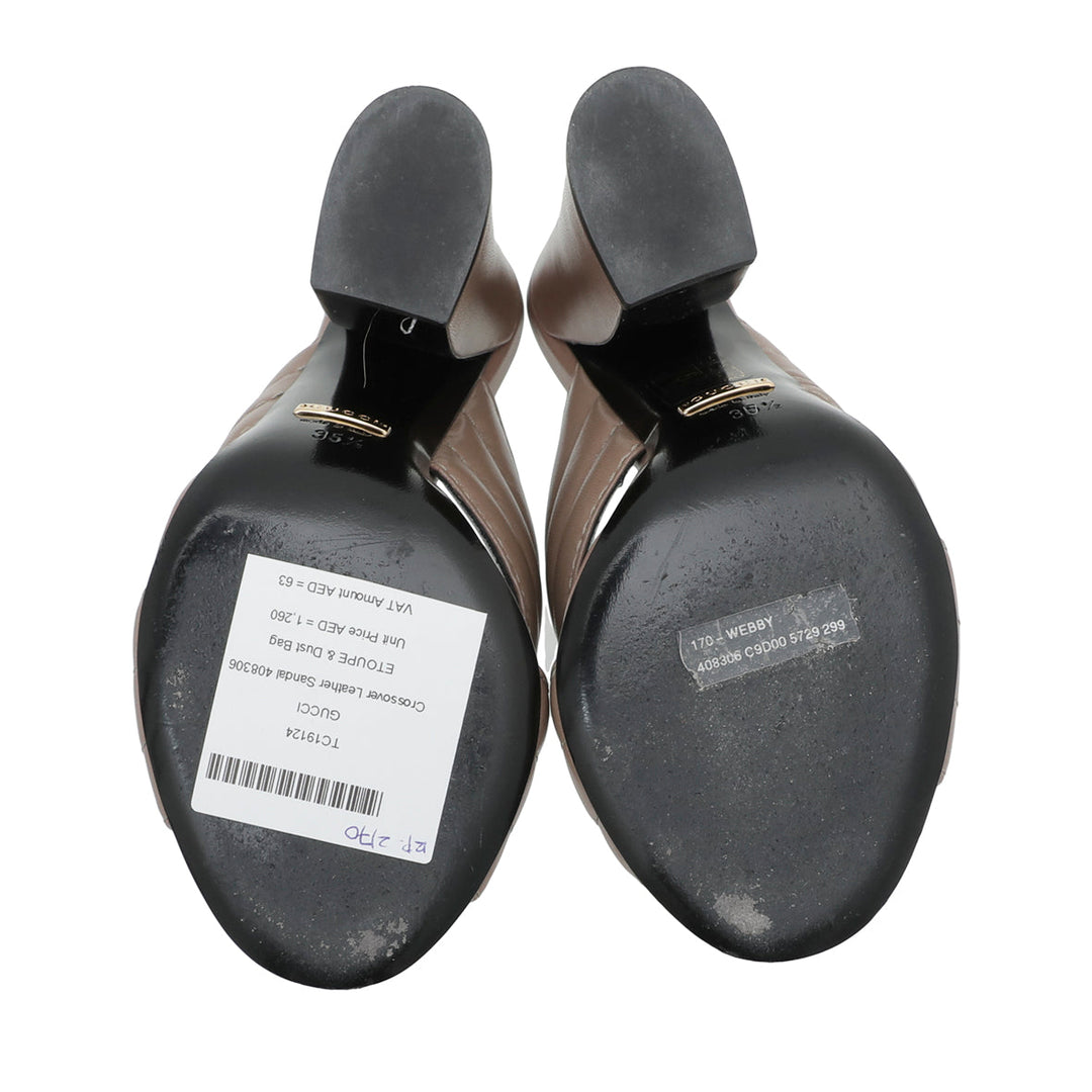 Gucci Etoupe Crossover Sandal 35.5