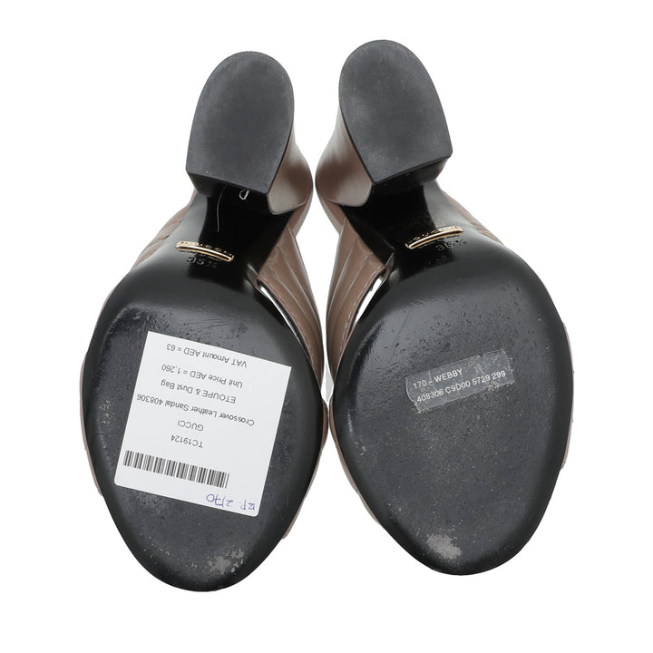 Gucci Etoupe Crossover Sandal 35.5