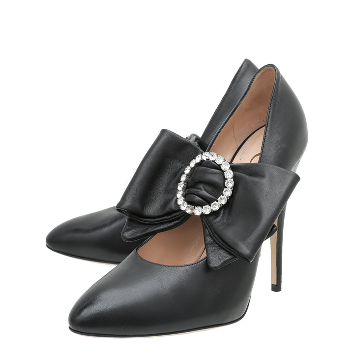 Gucci Black Elaisa Removable Bow Pumps 37.5