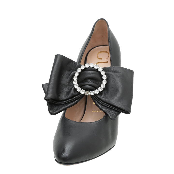 Gucci Black Elaisa Removable Bow Pumps 37.5