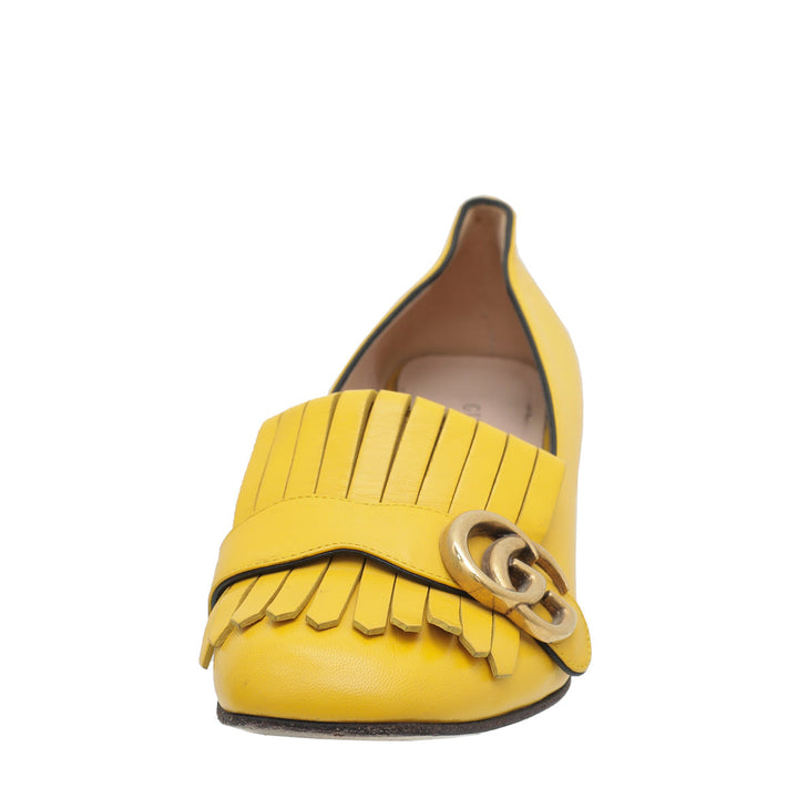 Gucci Yellow GG Marmont Mid-Heel Pump 36