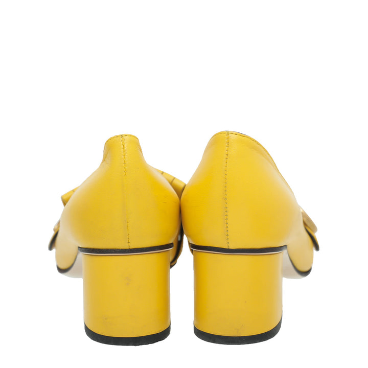 Gucci Yellow GG Marmont Mid-Heel Pump 36