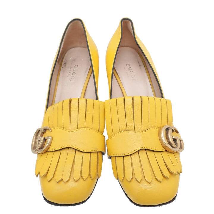 Gucci Yellow GG Marmont Mid-Heel Pump 36