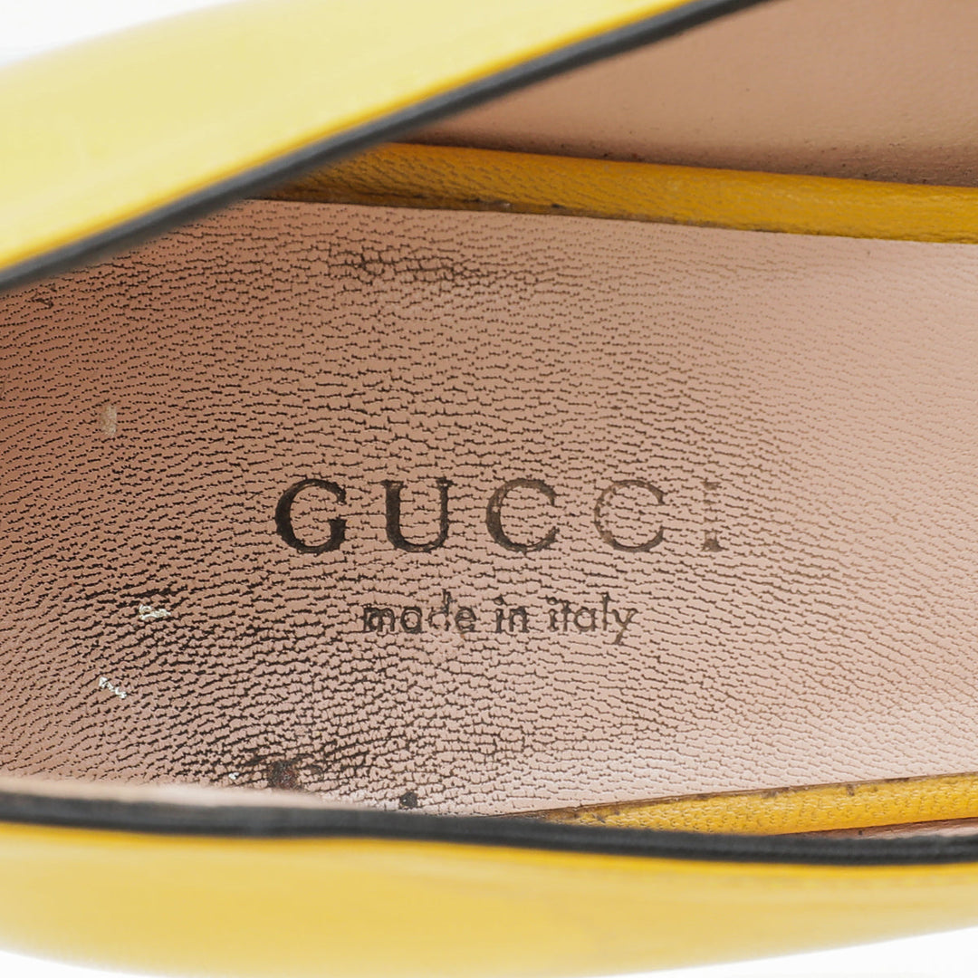 Gucci Yellow GG Marmont Mid-Heel Pump 36