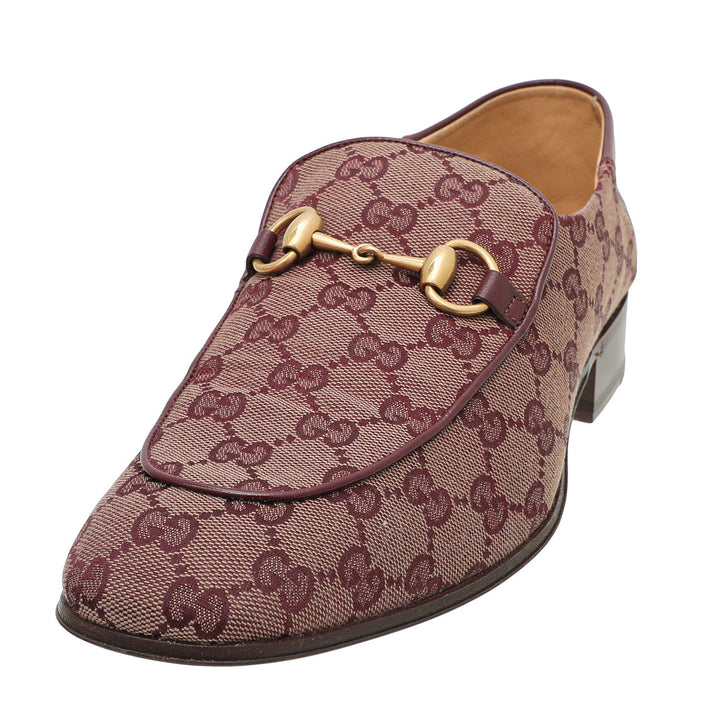 Gucci Rubino Bordeaux GG Monogram Granada Kid Horsebit Loafers 8.5