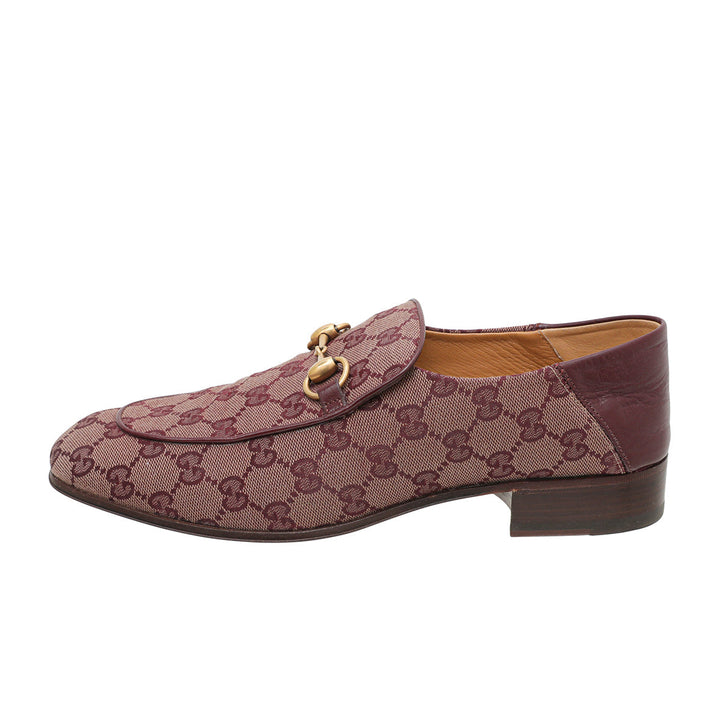 Gucci Rubino Bordeaux GG Monogram Granada Kid Horsebit Loafers 8.5