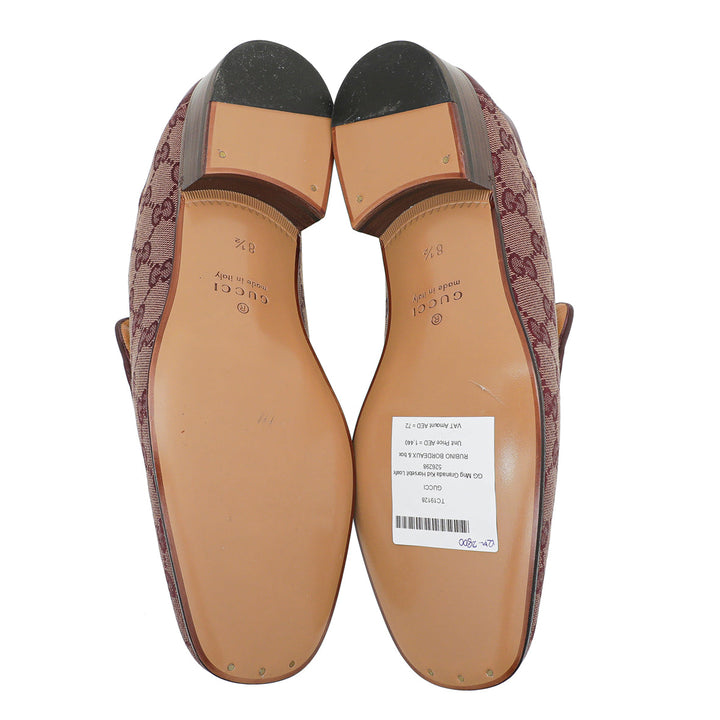 Gucci Rubino Bordeaux GG Monogram Granada Kid Horsebit Loafers 8.5