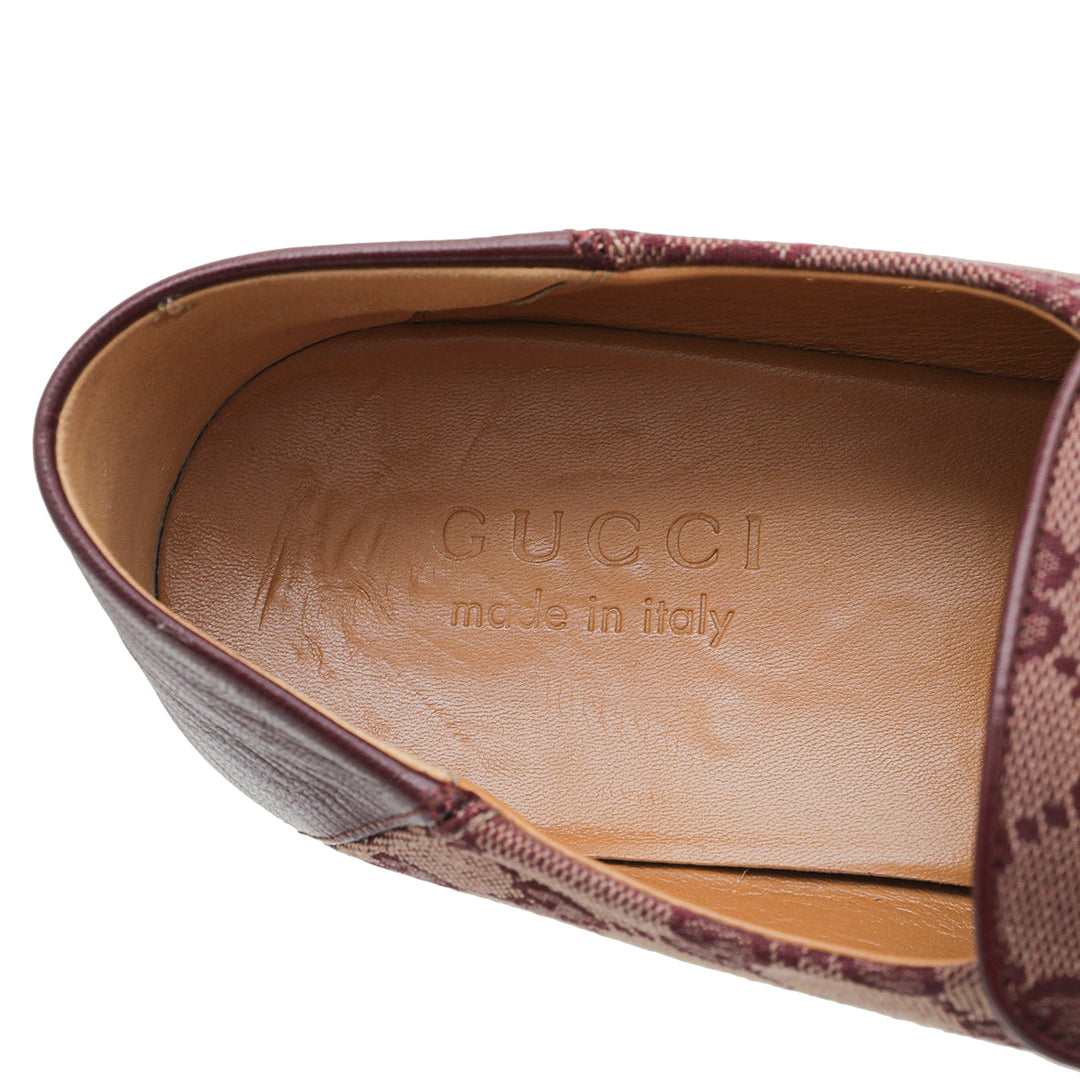 Gucci Rubino Bordeaux GG Monogram Granada Kid Horsebit Loafers 8.5