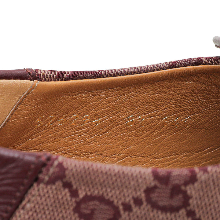 Gucci Rubino Bordeaux GG Monogram Granada Kid Horsebit Loafers 8.5