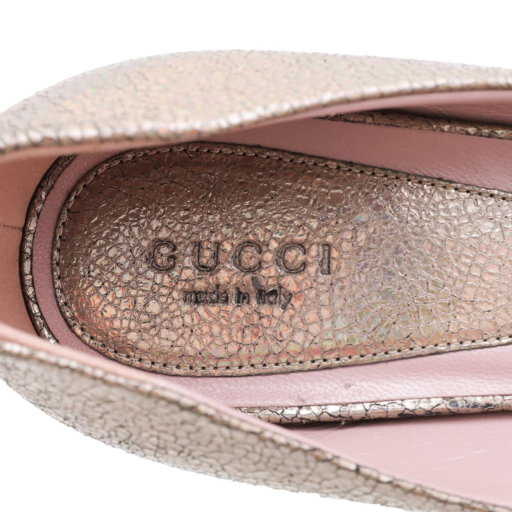 Gucci Metallic Iridescent Nizza Laser Platform Peep Toe Pump 38.5