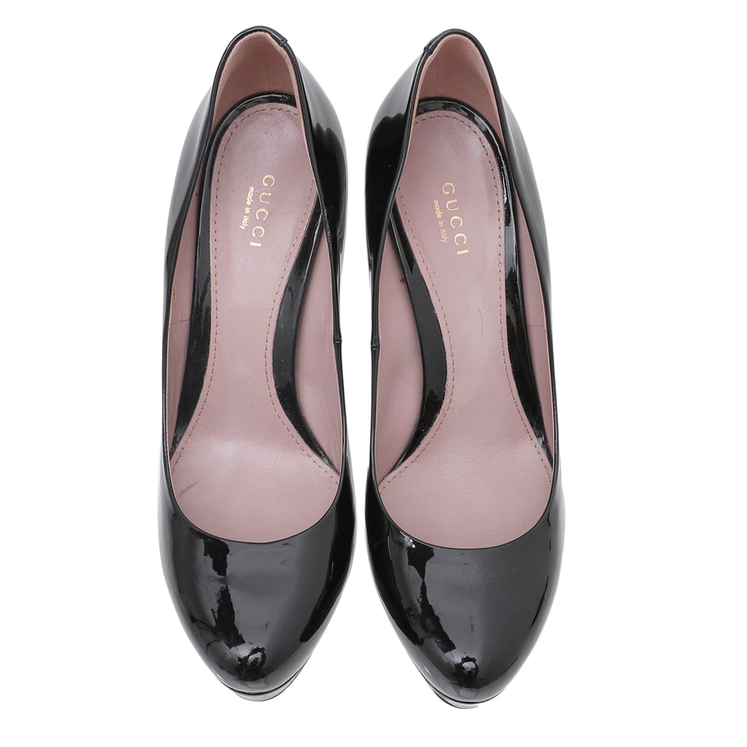 Gucci Black Round Toe Platform Pumps 39.5