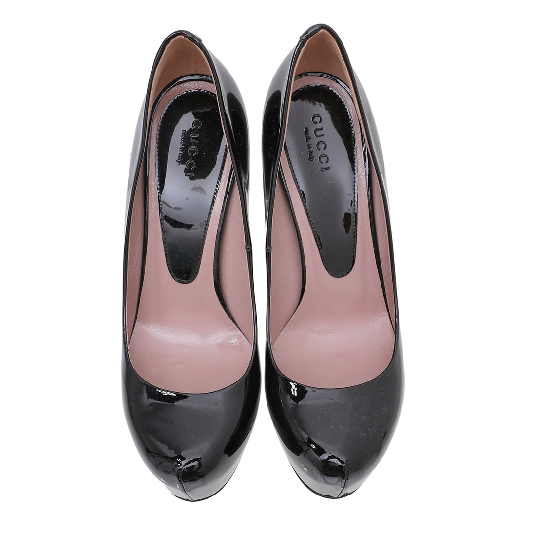 Gucci Black Round Toe Platform Pumps 36
