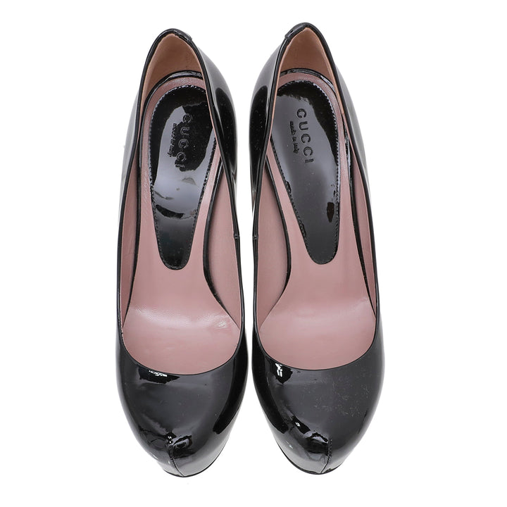Gucci Black Round Toe Platform Pumps 36
