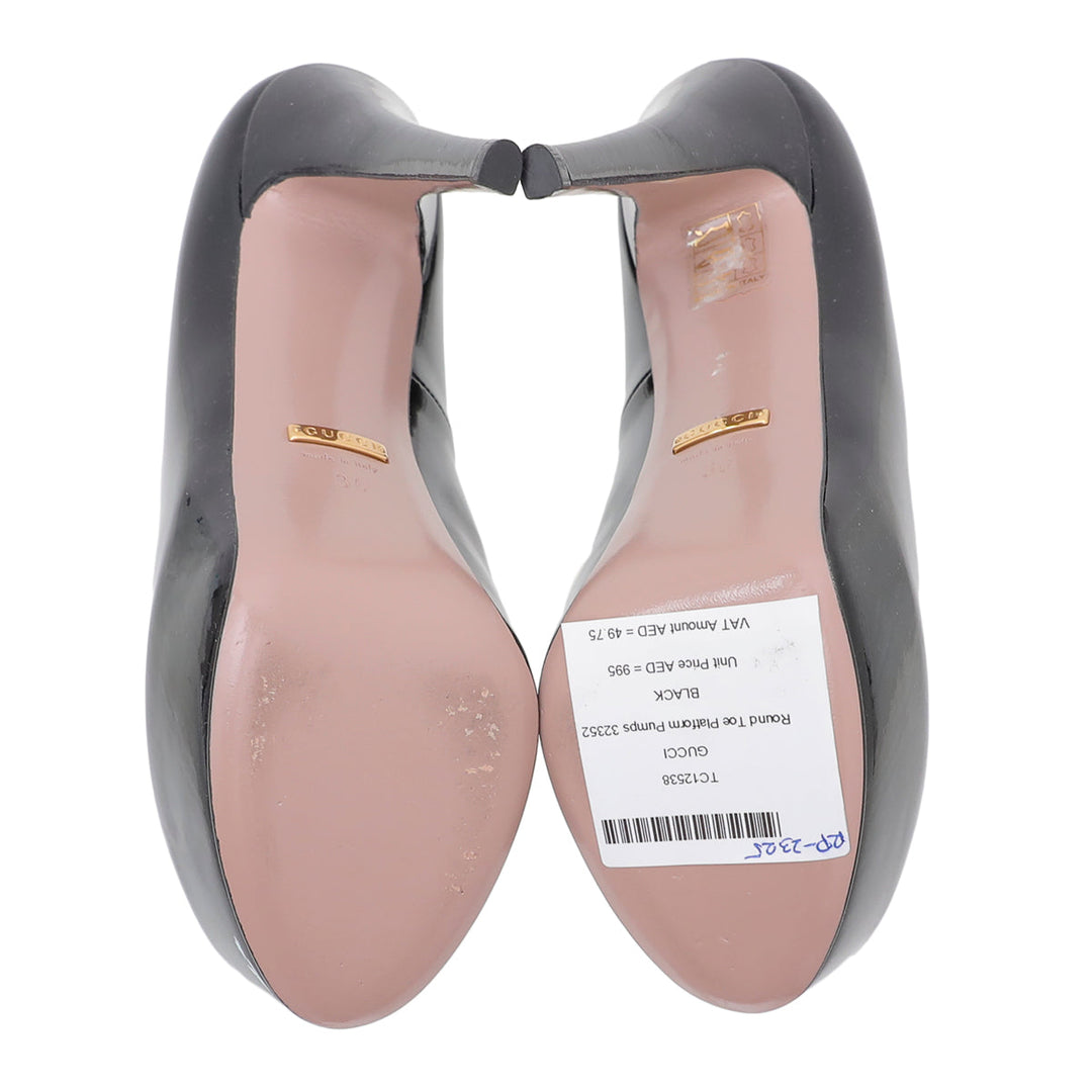 Gucci Black Round Toe Platform Pumps 36
