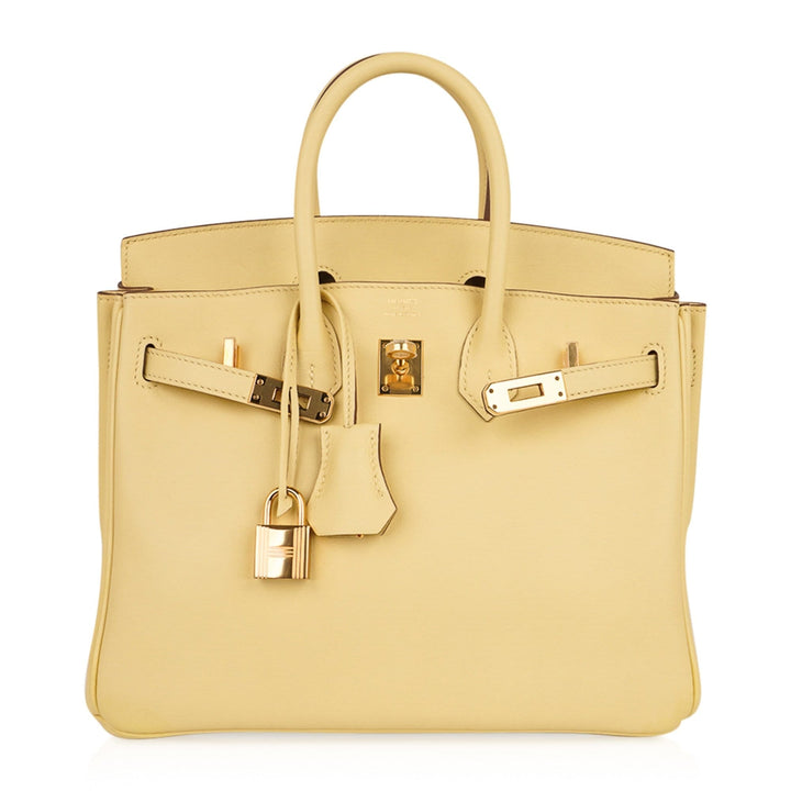 Top quality Hermes Birkin 25 Bag Jaune Poussin Gold Hardware Swift Leather