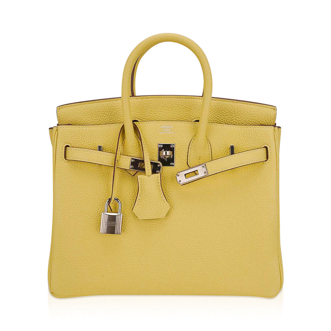 Top quality Hermes Birkin 25 Bag Jaune Poussin Togo Leather with Palladium Hardware