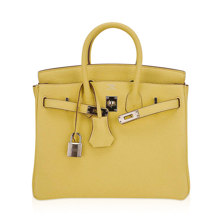 Top quality Hermes Birkin 25 Bag Jaune Poussin Togo Leather with Palladium Hardware