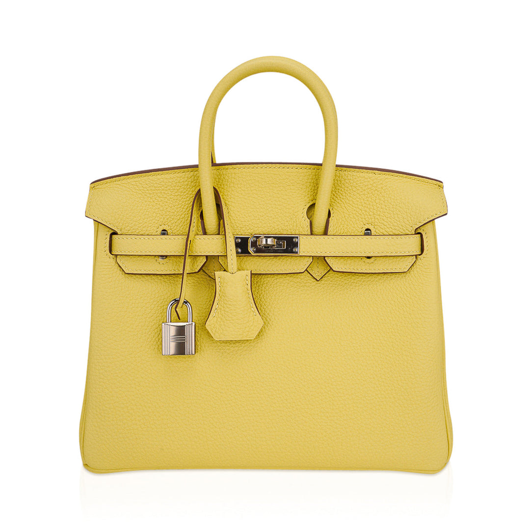 Top quality Hermes Birkin 25 Bag Jaune Poussin Togo Leather with Palladium Hardware