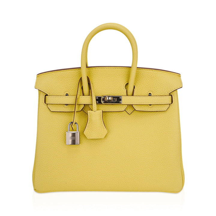 Top quality Hermes Birkin 25 Bag Jaune Poussin Togo Leather with Palladium Hardware