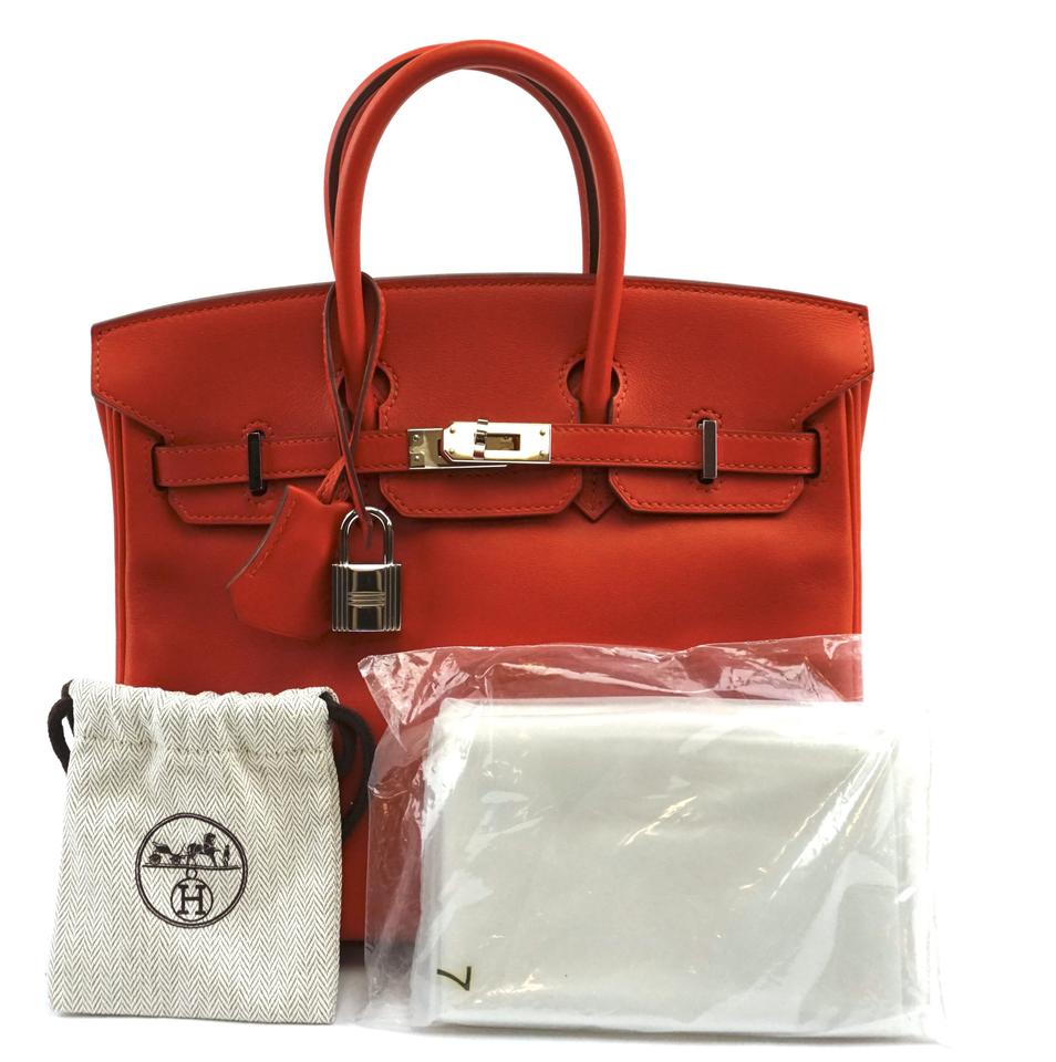 Hermes Birkin 25cm Elegant Handbag Small Tote Capucine Red with Orange Undertone Swift Leather Satchel