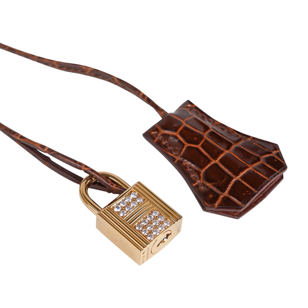 Top quality Hermes Birkin 35 Bag Diamond Miel Porosus Crocodile with Gold Hardware