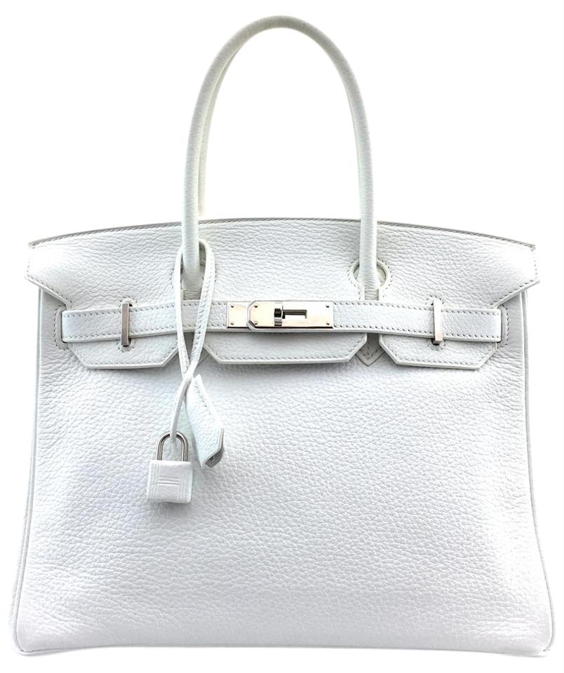 Hermes Birkin 30 Cm Tote Shw White Leather Satchel